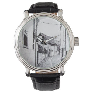 French Alley Drawing Clock Watch