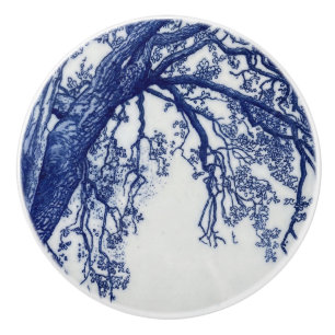 French Alps Cobalt Blue Ceramic Art Tile Knob