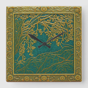French Alps Gold  Lemon Teal Shades Wall Clock