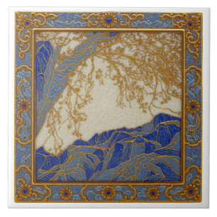 French Alps Gold  Silver Bronze  Ceramic Tile