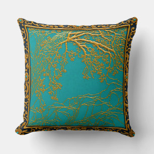 French Alps Gold Turquoise+Black  Cushion