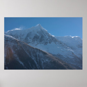 French alps mountain peaks covered with fresh snow poster