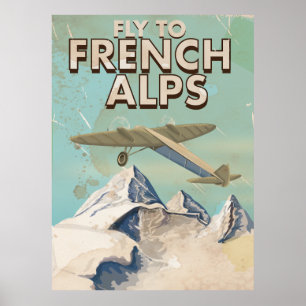 French Alps Vintage Travel poster
