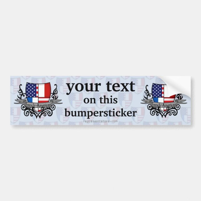 French-American Shield Flag Bumper Sticker (Front)