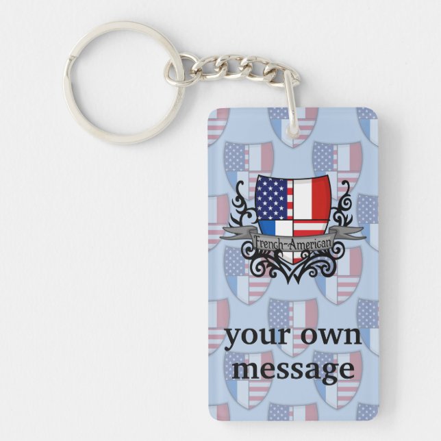 French-American Shield Flag Key Ring (Front)