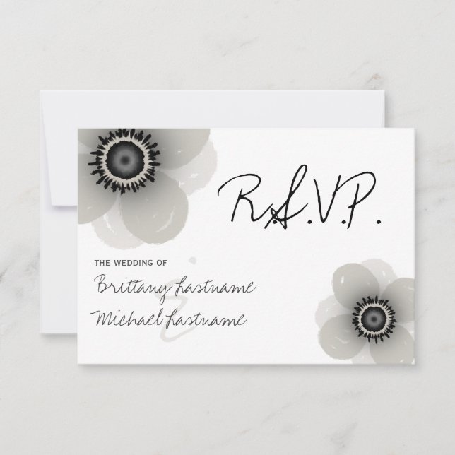 French Anemone Wedding RSVP Card (Front)