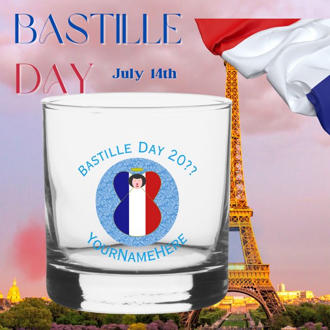 French Angel Bastille Day Personalised Whiskey Glass (Creator Uploaded)