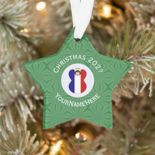 French Angel Christmas Flag Personalised  Ornament