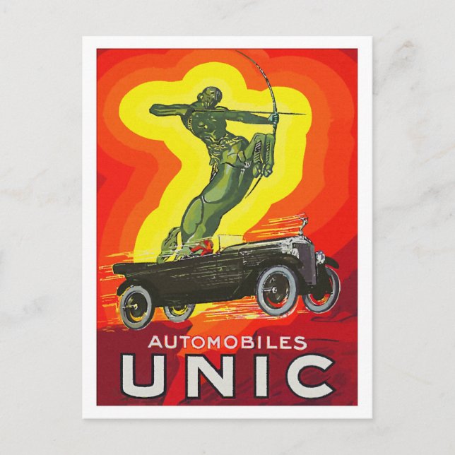 French antique car ad art deco postcard (Front)