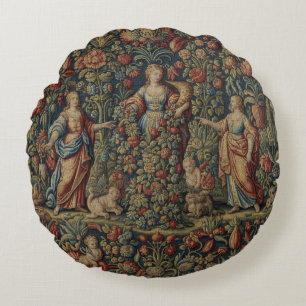 French Antique Style Roman Goddess  Abundantia Round Cushion