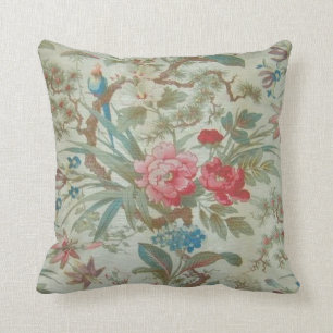 French Antique Toile Bird and Flowers Cushion