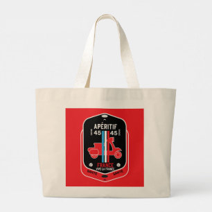 French Aperitif Drinks Large Tote Bag
