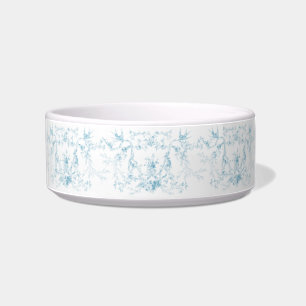 French Aqua Floral Garland Pet Bowl