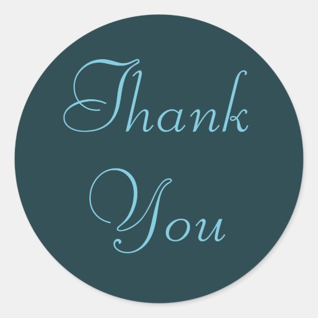 French Aqua Thank You Stickers (Front)
