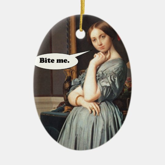 French Aristocrat Says: Bite Me Ceramic Ornament