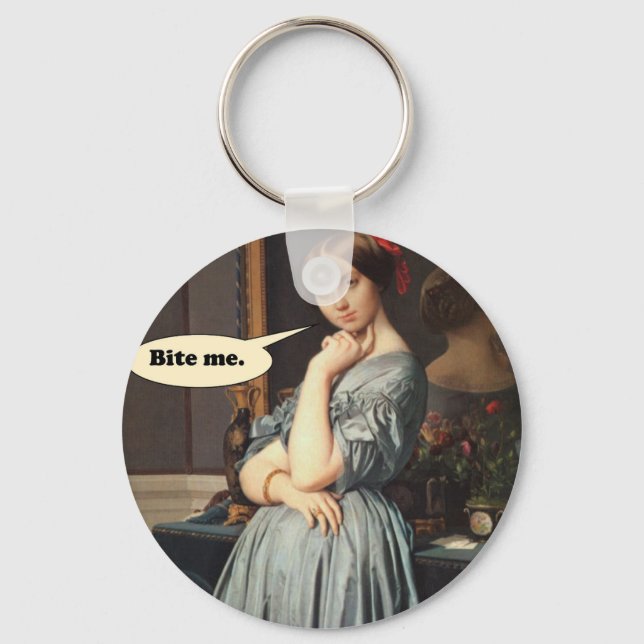 French Aristocrat Says: Bite Me Key Ring (Front)