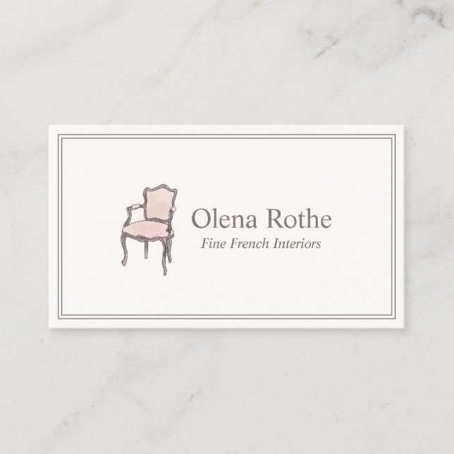 French Armchair Interior Design Designer Calling C Card (Front)
