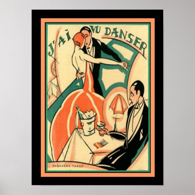 French Art Deco "J'ai Vu Danser" Poster 12x16 (Front)