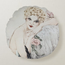 French Art Deco Louis Icart Pillow: La Belle Rose