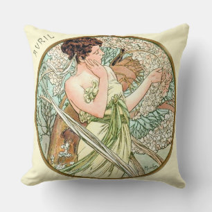 French Art Nouveau April Cushion