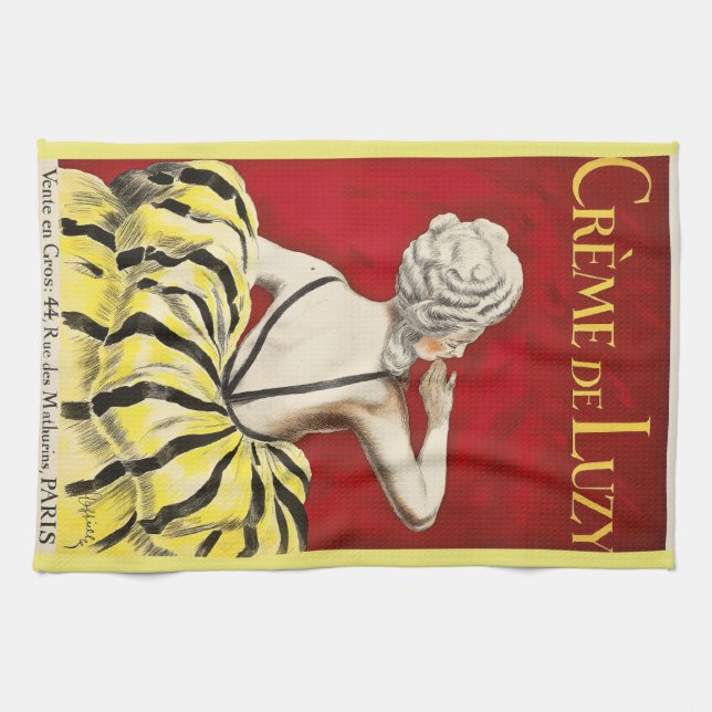 French art nouveau beauty Creme de Luzy advertisem Tea Towel (Horizontal)
