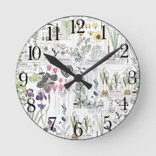 French Art Nouveau Botanical Flowers Wall Clock