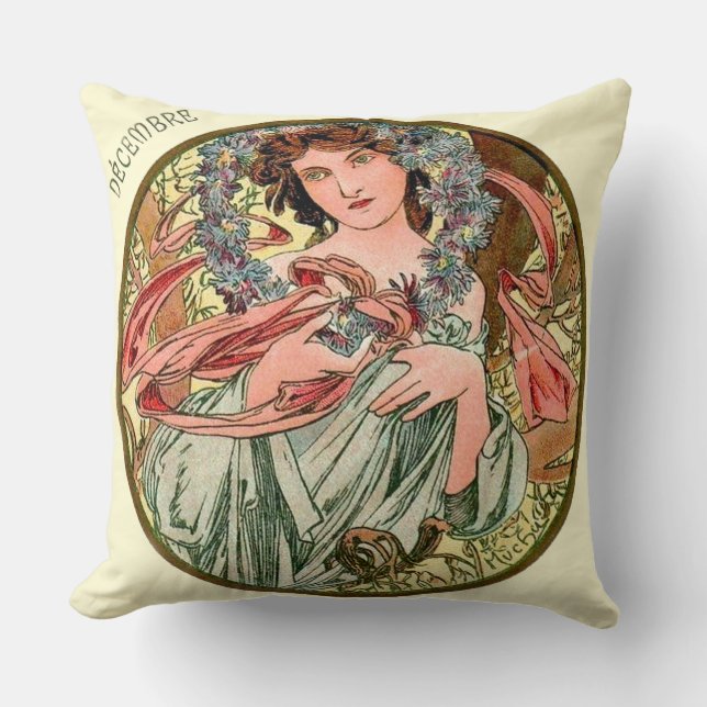 French Art Nouveau December Cushion (Front)