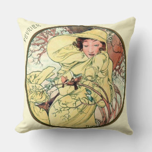 French Art Nouveau February Cushion