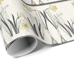 French Art Nouveau Narcissus Flower Wrapping Paper