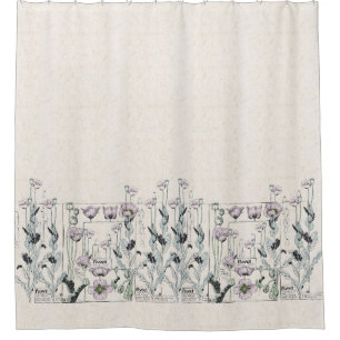 French Art Nouveau Poppy Flowers Shower Curtain