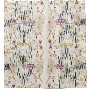 French Art Nouveau Vintage Flowers Shower Curtain
