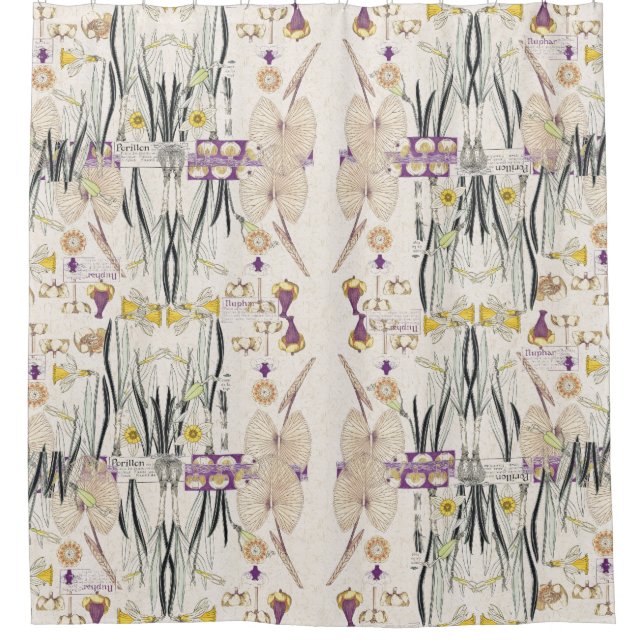 French Art Nouveau Vintage Flowers Shower Curtain (Front)