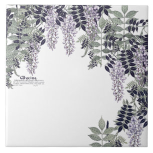 French Art Nouveau Wisteria Flowers Ceramic Tile