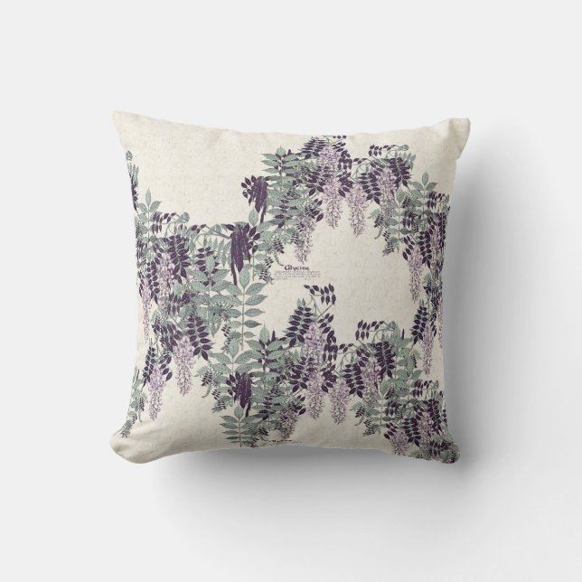 French Art Nouveau Wisteria Flowers Throw Pillow (Front)