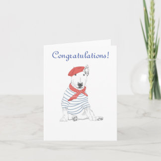 French Artist Bull Terrier Congratulations  Card