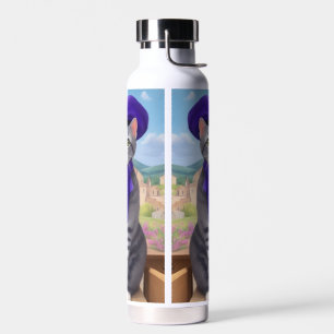 French Artist Kitty Visits Lavender Farm Water Bottle