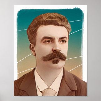 French Author Guy de Maupassant illustration Poster