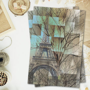 french autumn tree branch Paris eiffel tower Tissue Paper