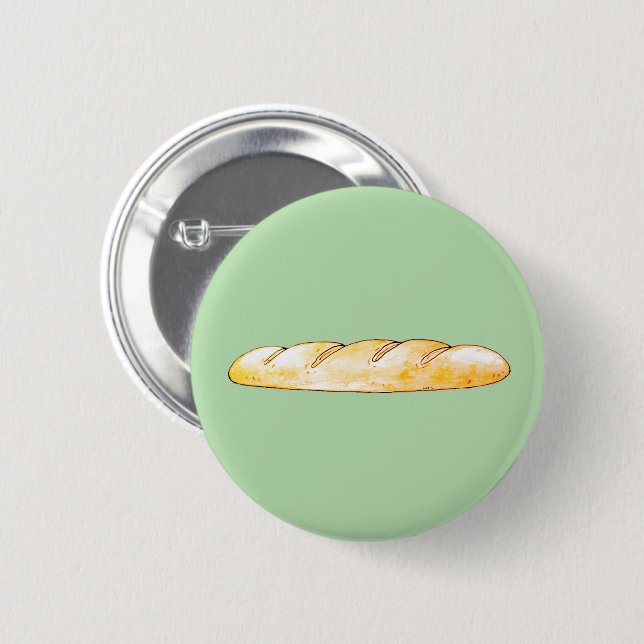 French baguette bread 6 cm round badge (Front & Back)
