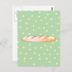 French baguette bread postcard