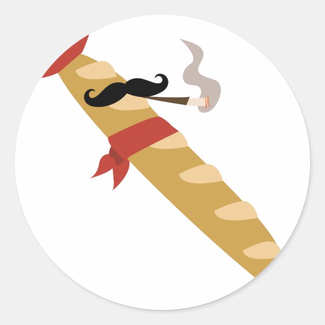 French Baguette Classic Round Sticker (Front)