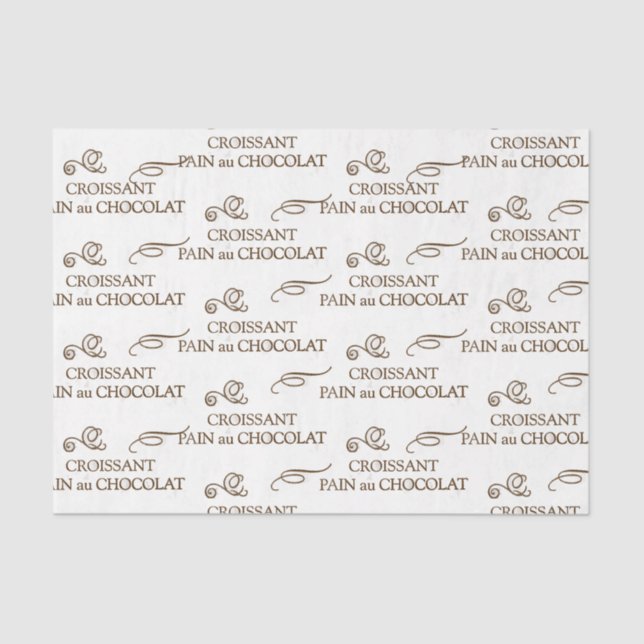French Bakery Baked Goods Chocolate Croissant Wrap Tissue Paper (Front)