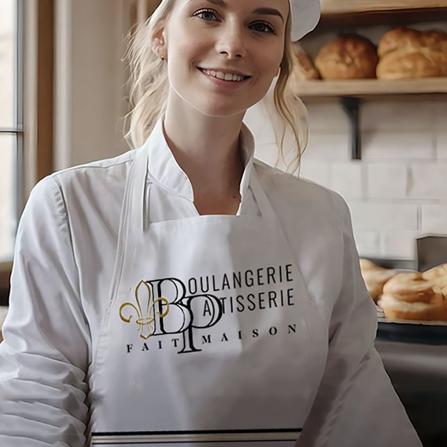 French Bakery Boulangerie Fleur de Lis Pastry Chef Apron (Creator Uploaded)