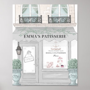 French Bakery Cafe Patisserie Grey Backdrop Poster