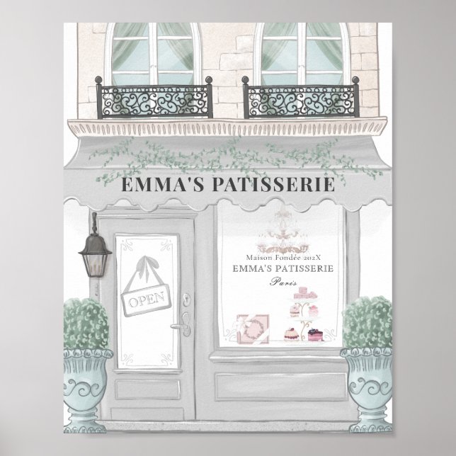 French Bakery Cafe Patisserie Grey Backdrop Poster (Front)