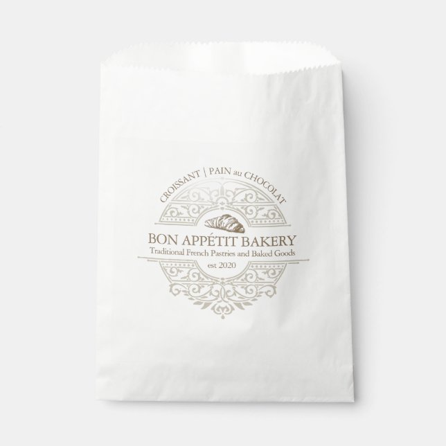 French Bakery Croissant Vintage Boulangerie Favour Bag (Front)
