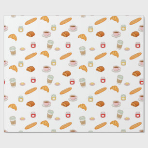 French Bakery Morning Pattern Wrapping Paper