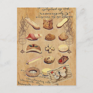 french bakery pastry cookies cake dessert postcard