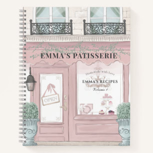 French Bakery Patisserie Cafe Pink Recipe Notebook
