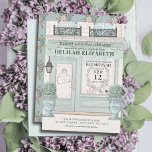 French Bakery Patisserie Paris Green Bat Mitzvah Invitation<br><div class="desc">This cute french cafe/bakery/patisserie theme  Bat Mitzvah invitation features a cream background with a french patisserie/bakery/cafe storefront in pistachio green. The reverse side features a pistachio green background with floral patterns. Personalise for your needs. You can find more matching products at my store.</div>